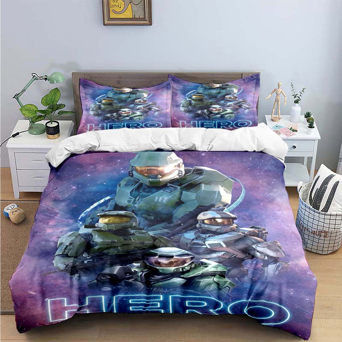 Spiel H-Halo 2 Xbox Mechwarrior Bettwäsche-Sets Bettwaren-Set Bettbezug Bettdecke Set Bettwäsche-Set Luxusgeschenk AU Single(140*210cm)3pcs