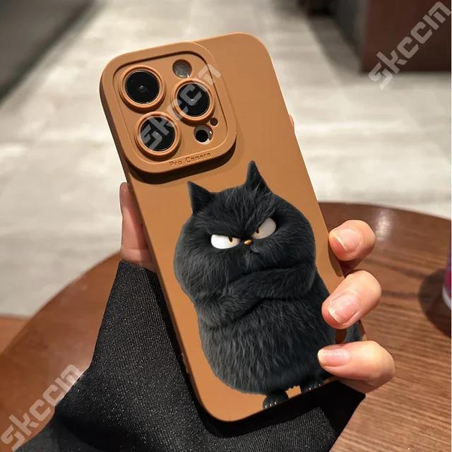 Süße Cartoon-Katze-Telefonhülle für iPhone 16 15 14 11 12 13 Pro Max XS XR X 8 7 Plus Mini Stoßfeste weiche Silikon-Stoßstangenabdeckung 7Plus or 8Plus kaffeebohne silber rosa