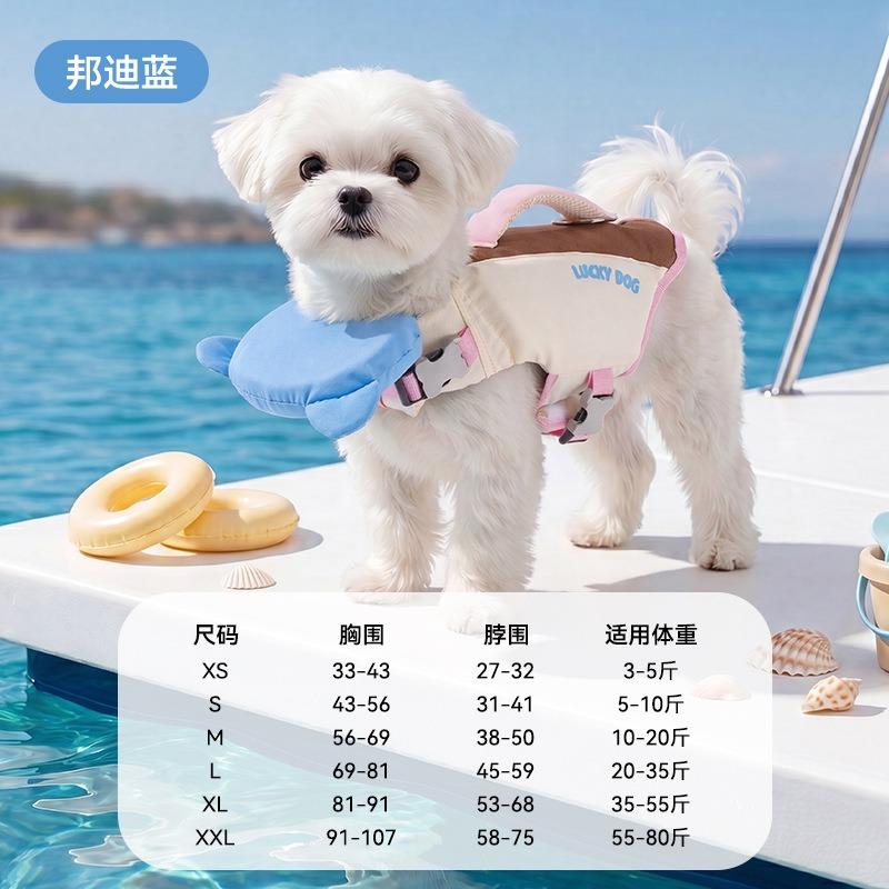 Süßer Bär Kinnstütze Hund Schwimmweste EPE Auftriebsweste Rettungsgriff Malteser Französische Bulldogge Corgi Chihuahua Schwimmen (Blue,M) blau