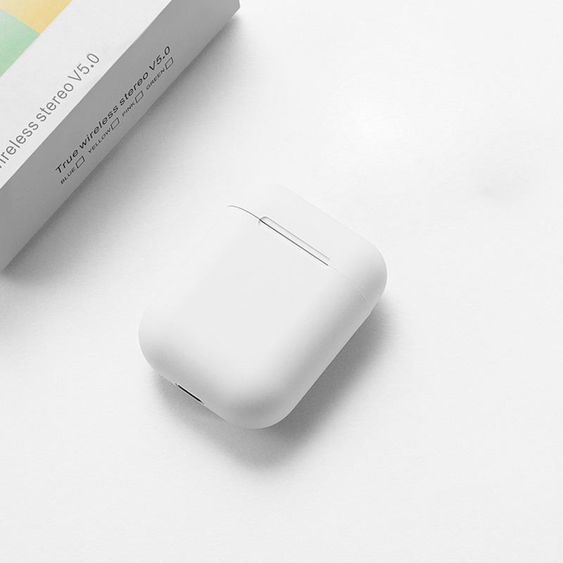 VAORLO Inpods 12 TWS Drahtlose Bluetooth-Kopfhörer Touch Control Stereo-Musik mit Ladehülle Bunte Kopfhörer für alle Smartphones weiß