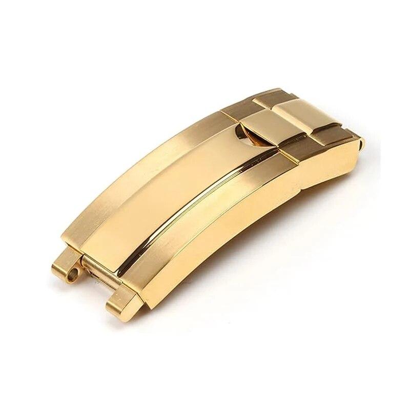 9mm Edelstahl Faltschließe Glide Lock Fit für Rolex für Submariner für Oysterflex für Daytona für GMT Uhrenarmband Strap D Full Gold 9mm with logo