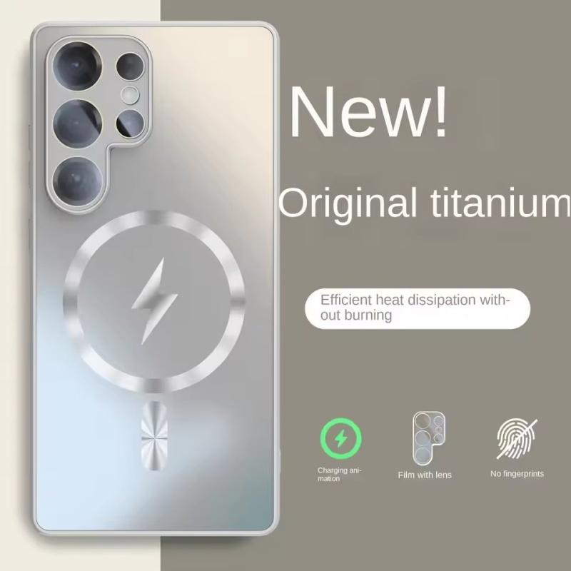 Ultradünnes AG Matt Magnetisches Für Magsafe Hülle Für Samsung Galaxy S25 S24 S23 Ultra Plus Glas Linsenschutz Stoßfeste Hülle Samsung S23 Plus grau