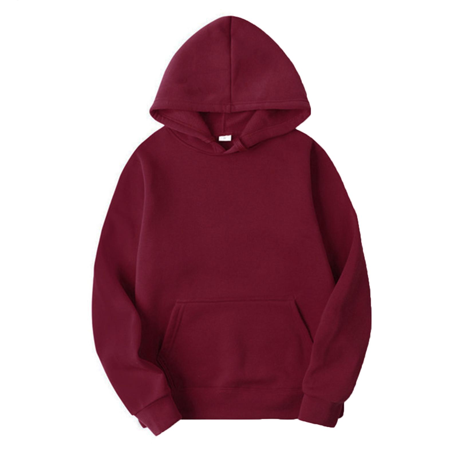 Damen Casual Einfarbig Kapuzentasche Langarm Pullover Sweatshirt Herren Pullover Hoodie mit Tasche XL