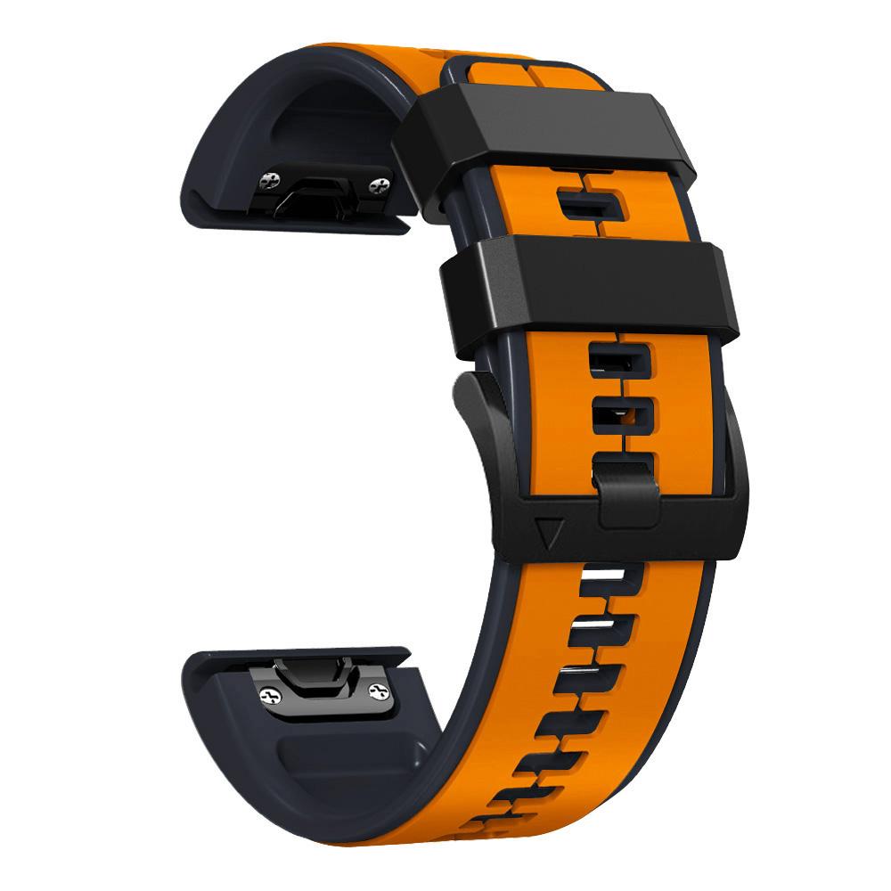 22mm 26mm Silikonarmband für Garmin Fenix ​​7 7X 6 6X 5 5X Schnellverschluss-Armband für Garmin Fenix ​​3/3 HR/3 Sapphire Uhrenarmbänder 26mm (Fenix 7X 6X 5X) schwarz/orange