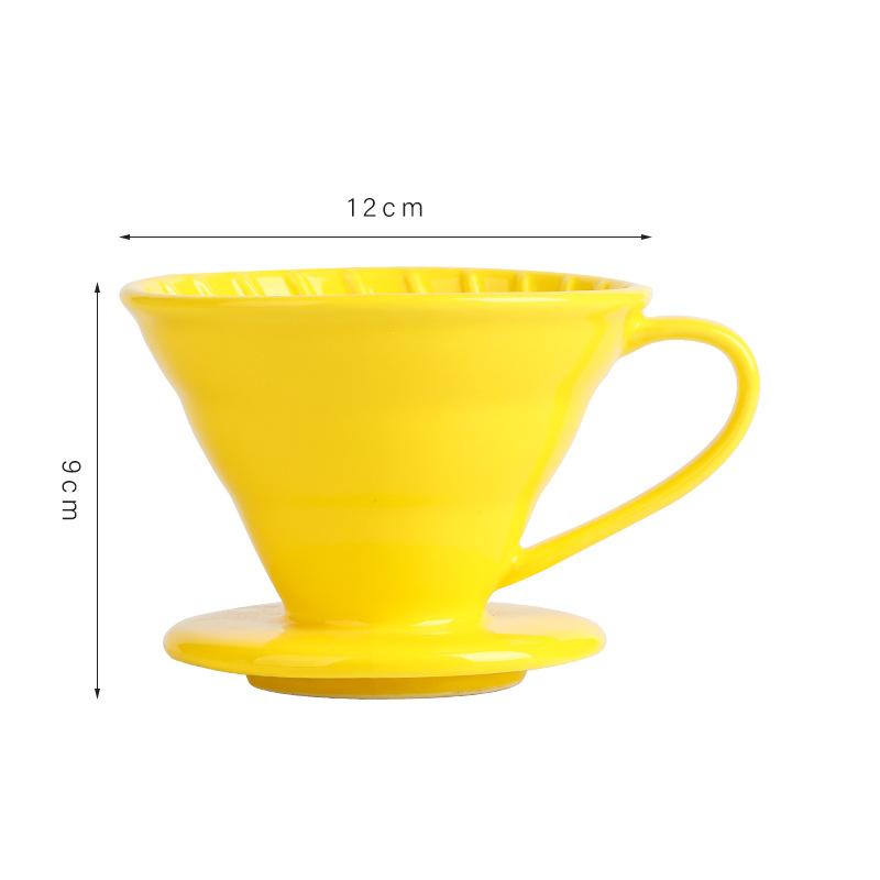Keramik handgebrühter Kaffeefilterbecher V60 konisches Filtergewinde Tropfkaffeetasse kreatives Kaffeegerät gelb