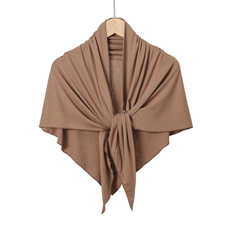 Neuer Baumwoll-Jersey-Hijab Dreieckstuch Muslimisch Sofort tragbar Sofort-Hijab Einfarbige Kopftücher Wickel Premium Jersey Band gray
