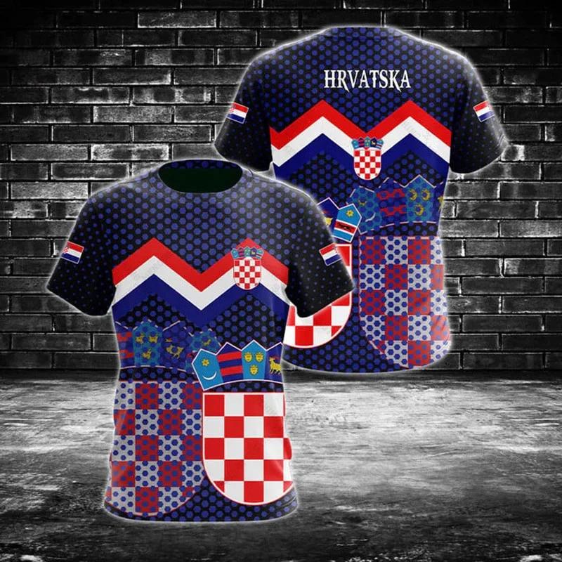 Kroatien Kroatisch Hrvatska MMA Kickboxen UFC Muay Thai T-Shirt Grafik Retro Vintage 3D Druck Männer Frauen Unisex Kurzarm Rundhals XL