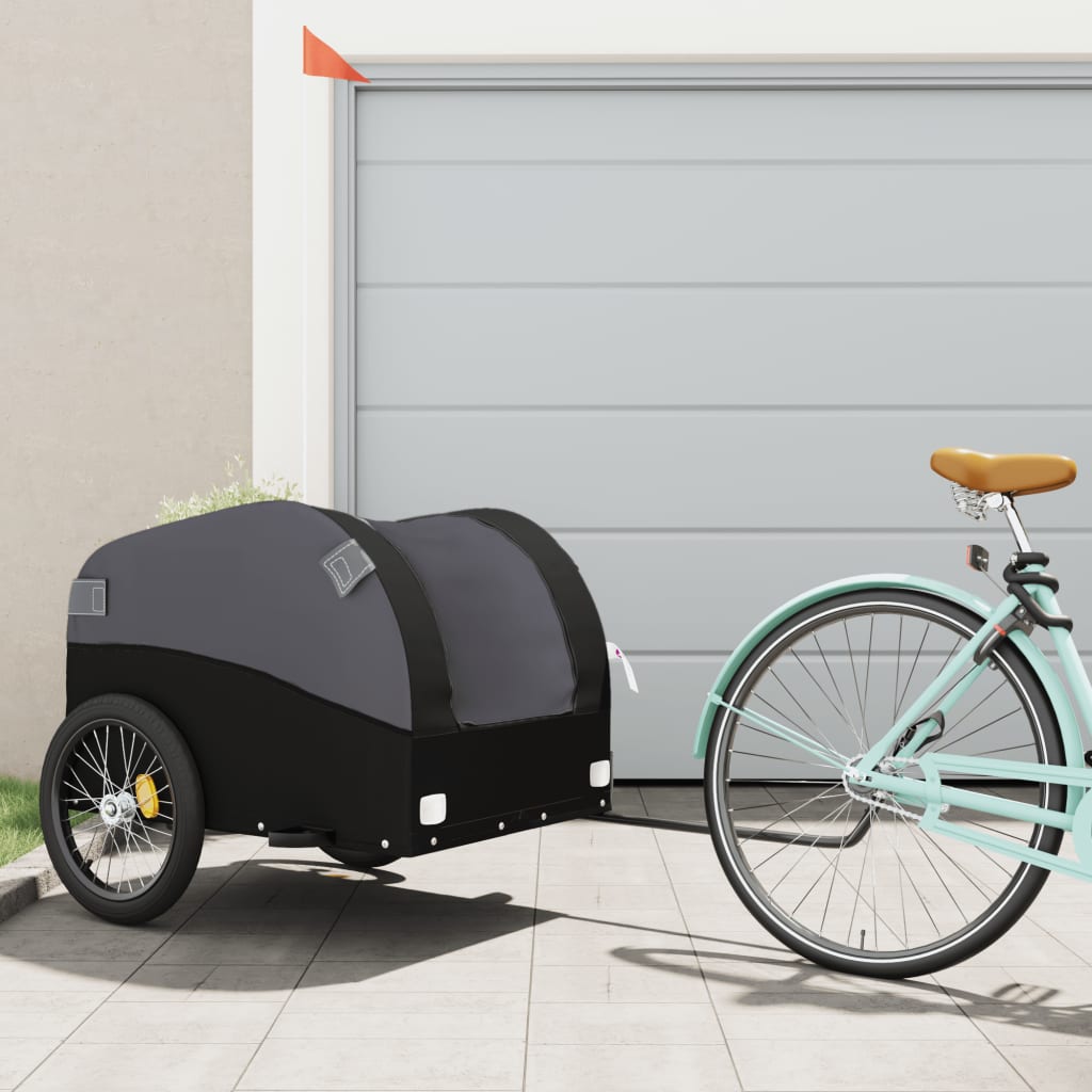 Vidaxl Fahrradanhänger, Schwarz, 45 kg, Eisen