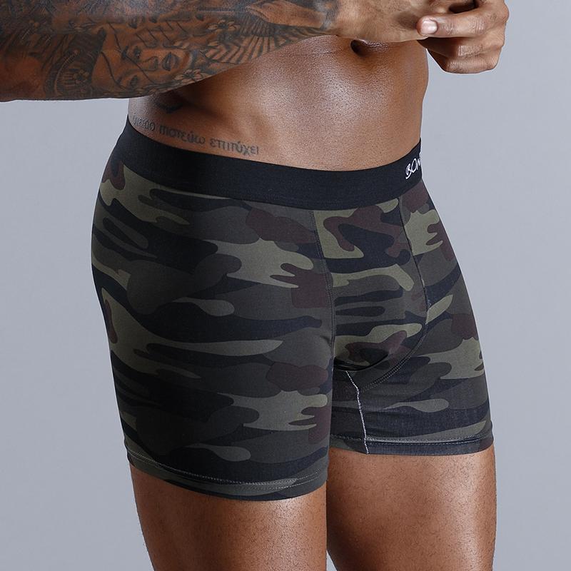 SCHÖNE 1 Stück Camouflage-Druck Herrenunterwäsche für Männer Baumwolle Herren Boxershorts Bequeme Unterwä L moosgrün