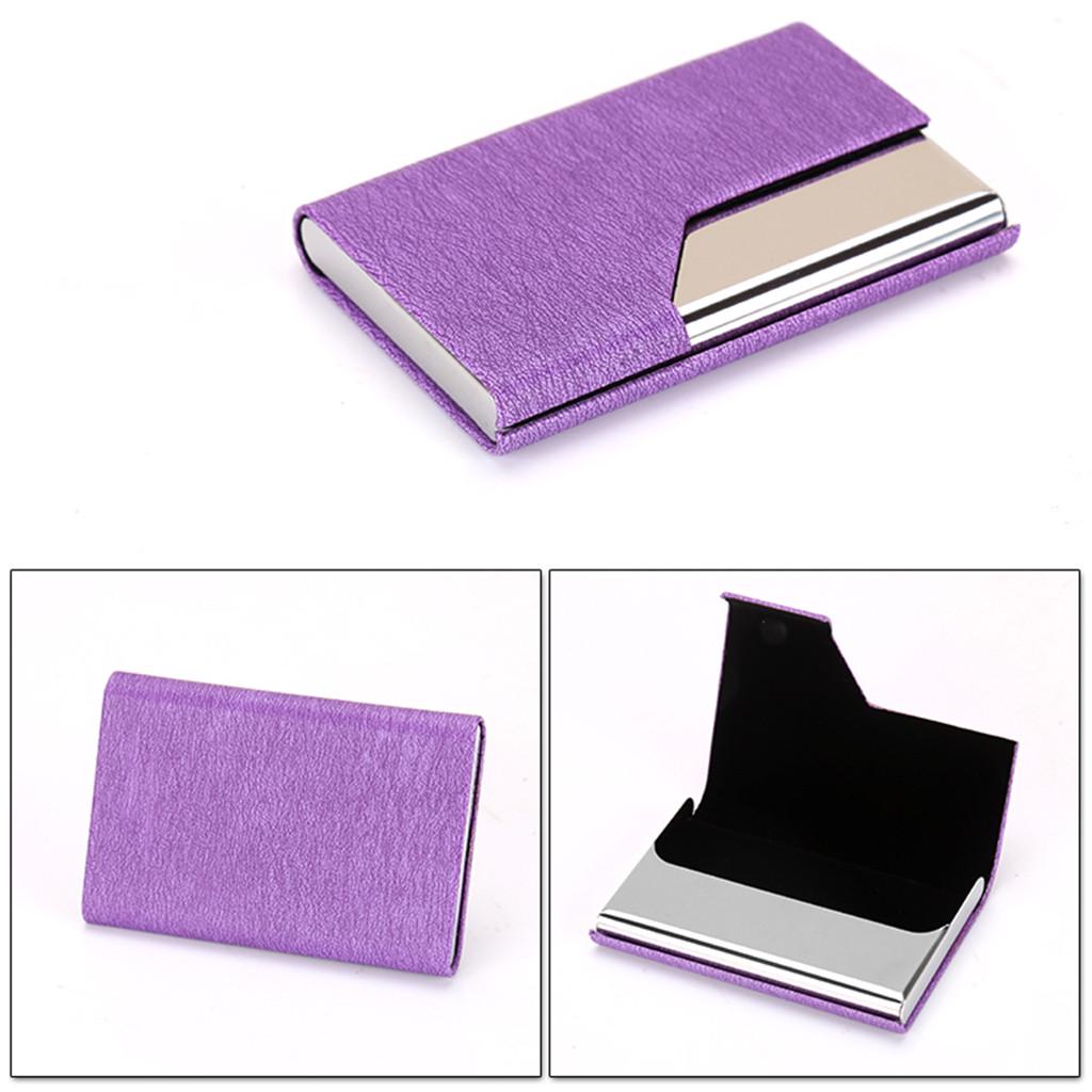 Kreativer Halter Metall Leder Box Cover Credit Business Multi Card Case Wallet purple