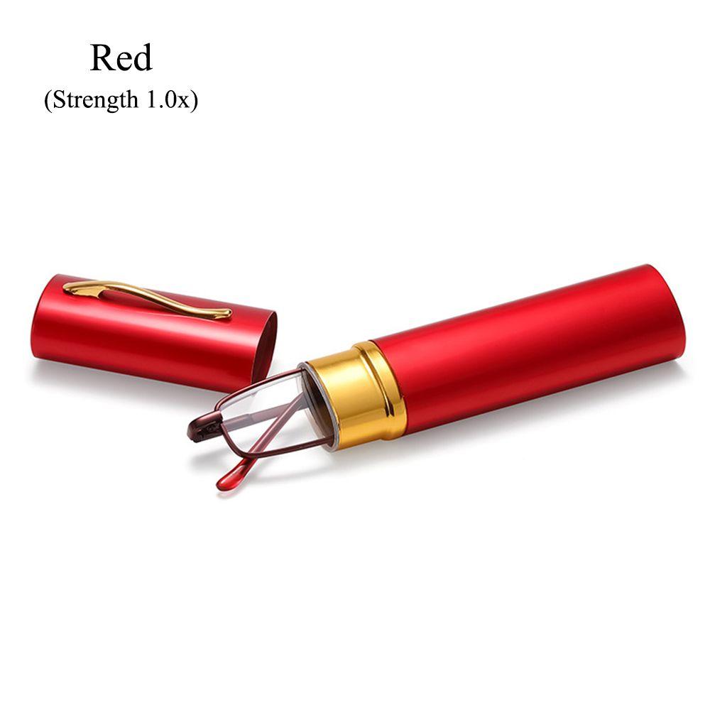 leichte, schlanke Lesebrille mit Stiftclip, Tube-Etui, Lesebrille für Männer und Frauen Strength 1.0x rot