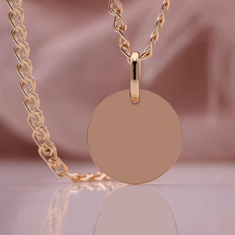 Damen-Halskette mit modischem Anhänger, einfache runde glänzende Anhänger-Halskette, Roségold, Schmuck, Freunde, Familie, Abendessen, Party, Schmuck, Geschenk 50cm rose gold