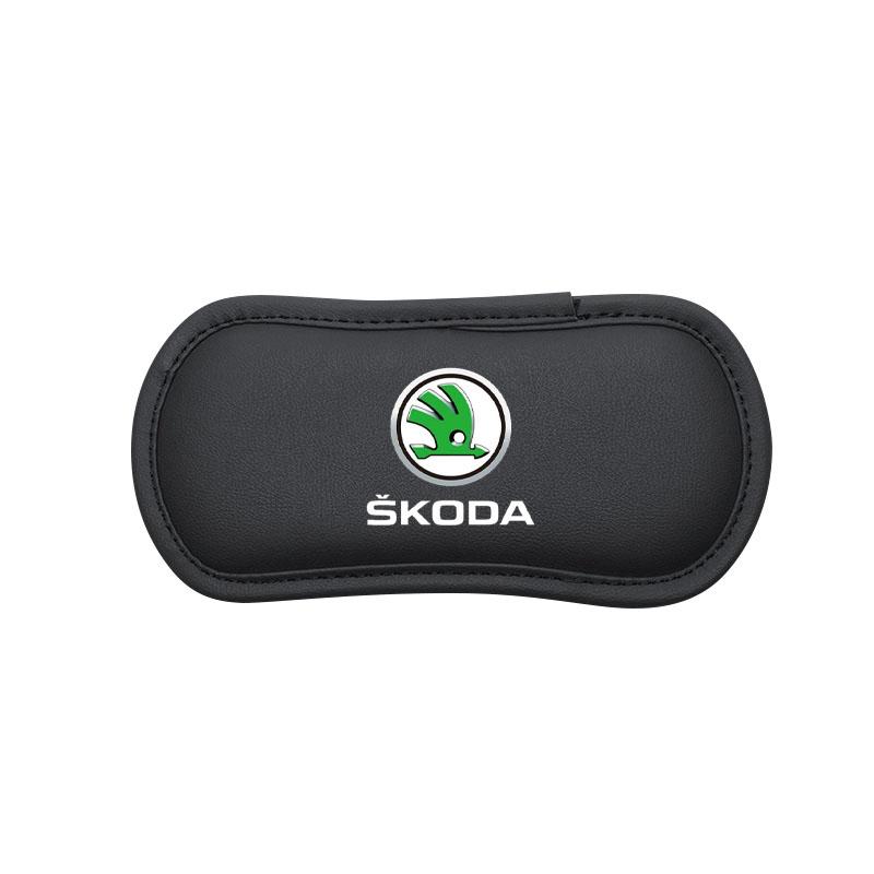 Auto Leder Kniepolster Kissen Kissen Oberschenkelstütze Antikollisionspolster Für Skoda Octavia 2 3 Fabia Kamiq Kapoq Kodiaq A5 A7 Rapid SCALA Superb schwarz