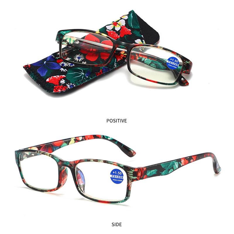 Damen-Lesebrille mit Stoffetui, blaues Licht blockierende Brille, ultraleicht, wunderschönes Brillen-Set, tolles Geschenk +3.0 grün