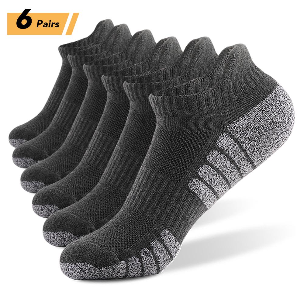 6 Paar Sport-Söckchen, athletische Low-Cut-Socken, dicke Strick-Herbst-Winter-Socken, atmungsaktive, schnell trocknende Socken, verschleißfest, leicht, rutschfest XL dunkelgraue