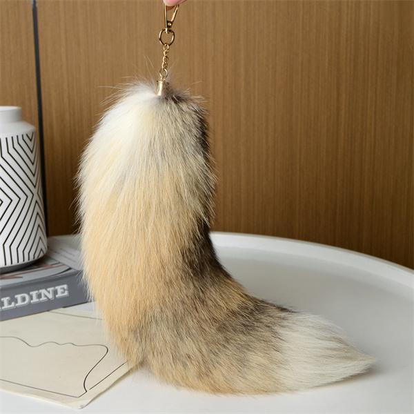 Riesiger Flauschiger Kunstpelz Fuchsschwanz Schlüsselanhänger Taschenanhänger Therianer Schwanz Fuchsschwanz Schlüsselanhänger Pelz Anhänger Schlüsselanhänger Plüsch Anhänger Geschenk Für beige