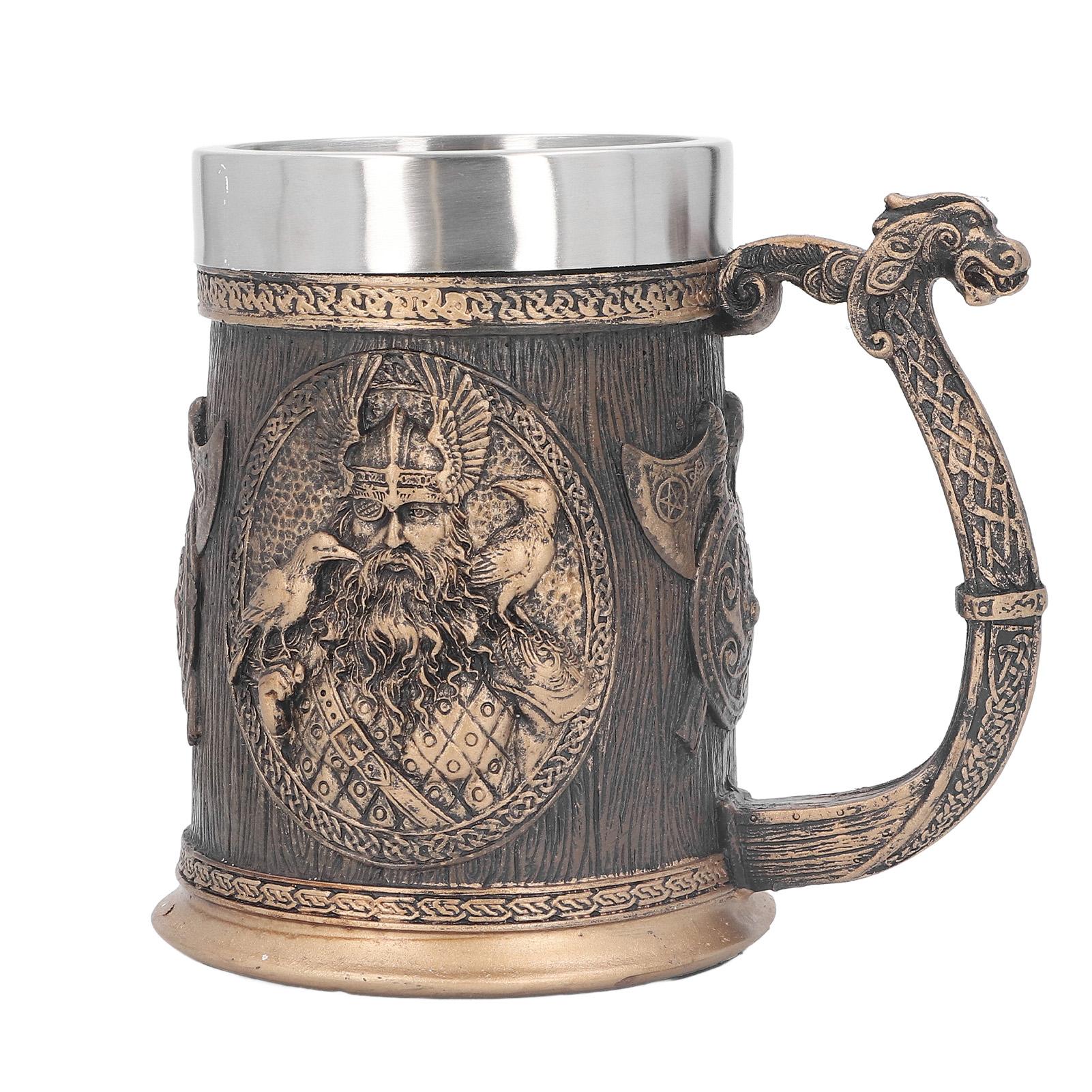 Edelstahlbecher Innovativer Piraten-Retro-Bierkrug mit großem Fassungsvermögen für Bier, Kaffee, Getränke, Bronze