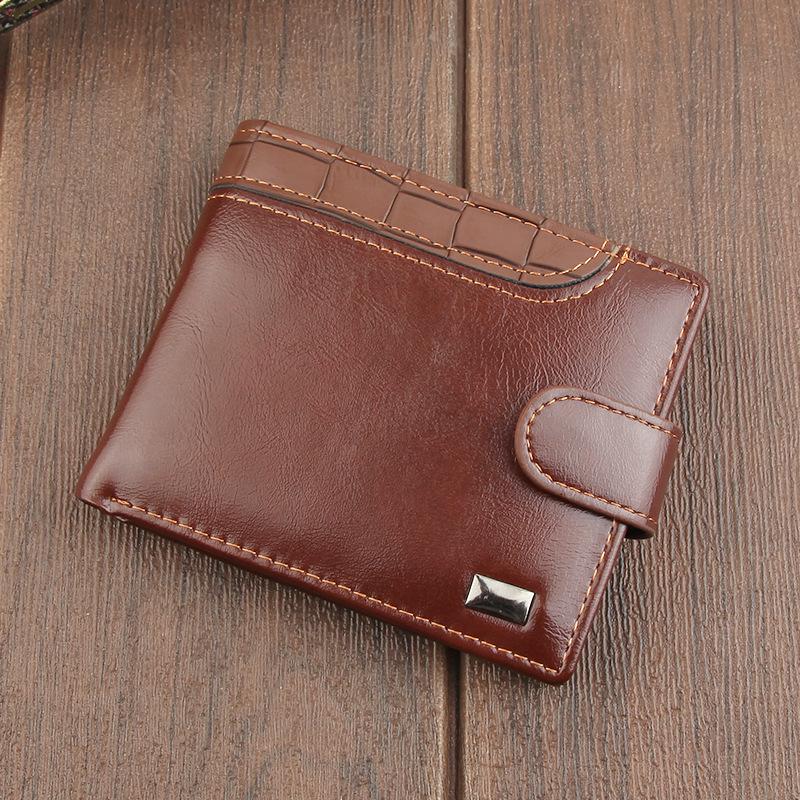 Männer Brieftaschen Patchwork Leder Kurze Männlichen Geldbörse Mit Münzfach Karte Halter Marke Trifold Brieftasche Männer Kupplung Geld Tasche One Size braun