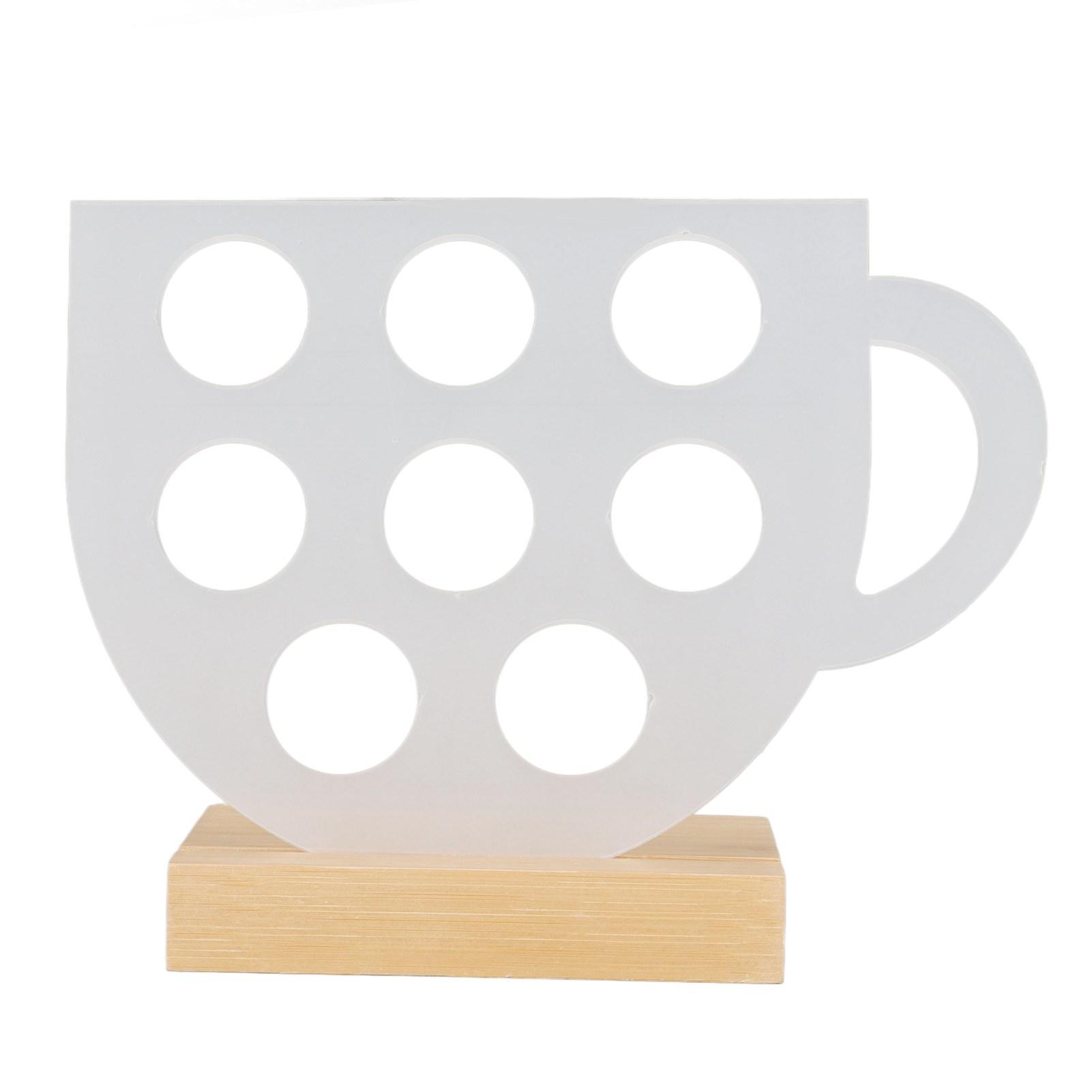 8 Löcher Kapselkaffeeständer Tassenform Acryl Kaffeepads Aufbewahrungshalter mit Bambusfuß