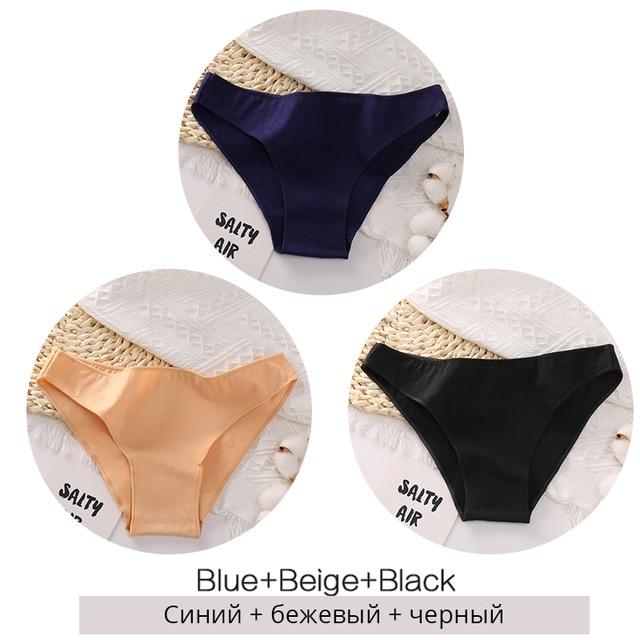 FINETOO M-2XL Frauen Baumwolle Unterwäsche 3 Teile/satz Bequeme Höschen Damen Plus Größe Unterhosen Einfarbig Slip Weibliche Dessous L beige