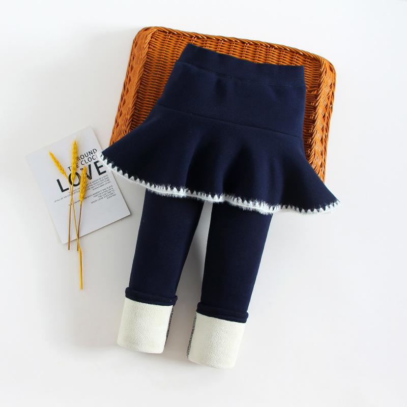 Neue Winter Mädchen Röcke Hosen für Kinder 3-12 Jahre Prinzessin Leggings Kaschmir Verdicken Warme Hosen Kuchen Rock Hosen outwear 110 navy blau