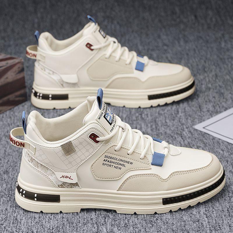 Frühlingsschuhe für Herren, atmungsaktive High-Top-Schuhe, passende kleine weiße Schuhe, dicke Sohle, sportliche Freizeitschuhe, modische Schuhe 39