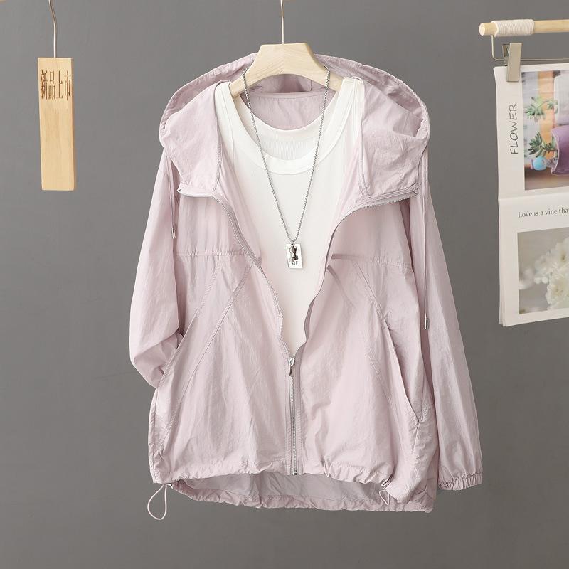 Fliegerjacke, Strapazierfähige Outdoor-Bekleidung, Damenbekleidung, Lässige Outdoor-Jacke, Atmungsaktive Kurzjacke, Sonnenschutzbekleidung M violett