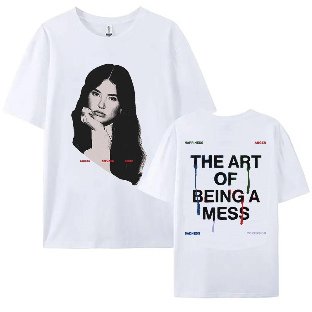 Die Kunst, ein Chaos zu sein Foto-T-Shirt LAUREN SPENCER SMITH T-Shirt Sommer Baumwolle Damen Herren T-Shirt Locker Mode Sänger-Print T-Shirt L weiß
