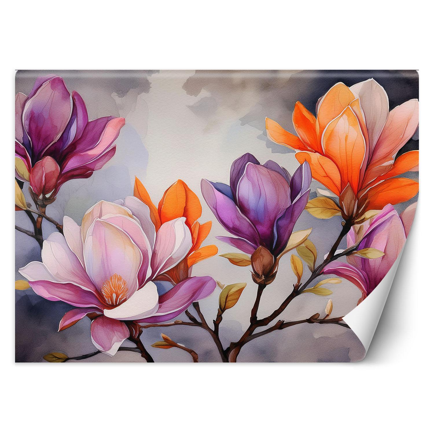 Tapete Blumen, Aquarell, Blumen-, Blumen-Design, Blumen-Illustration 100x70 bunt