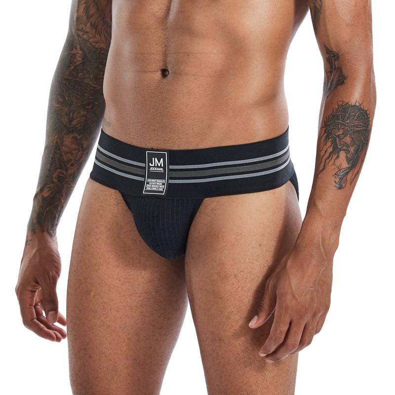 Slips JOCKMAIL Modische, sexy, niedrige Taille, sportliche Herrenunterwäsche, 7 cm, extra breiter Bund, Slips aus Mischmaterialien, Shorts für den Alltag, lässig, Party, Club M schwarz