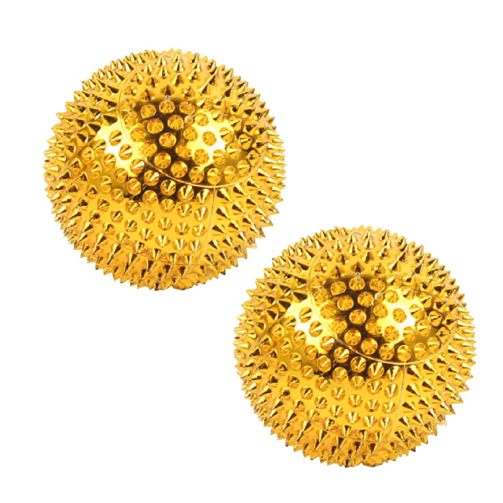 2 stücke Massage Ball mit Nadeln Akupressur Aktive Massager Spiky Harte Massage Werkzeug für Hand Fuß 56mm gold