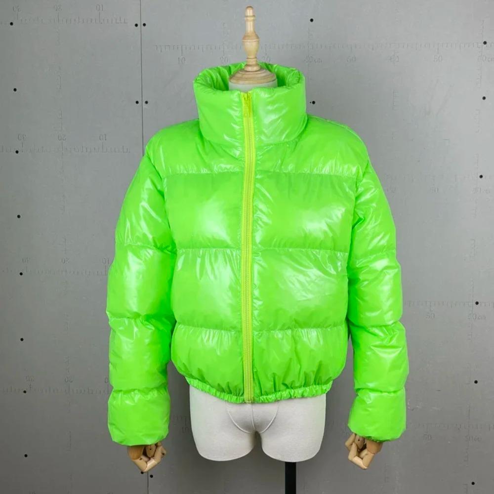 Winter Damen Reißverschluss Fliegen Parkas Jacken Streetwear Langarm Reißverschluss Lässig Daunen Wollmäntel Slim Lässige Jacken XL hellgrüne
