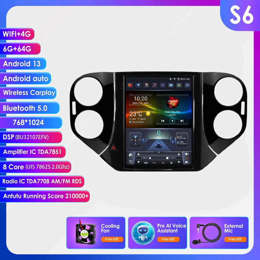 Hizpo Carplay 4G 9,7'' Tesla-Stil Bildschirm 2Din Android 13 Autoradio für Volkswagen Tiguan 1NF 2007-2016 Multimedia Video GPS RDS Intelligenter Bildschirm S6 8Core 6G 64G AI