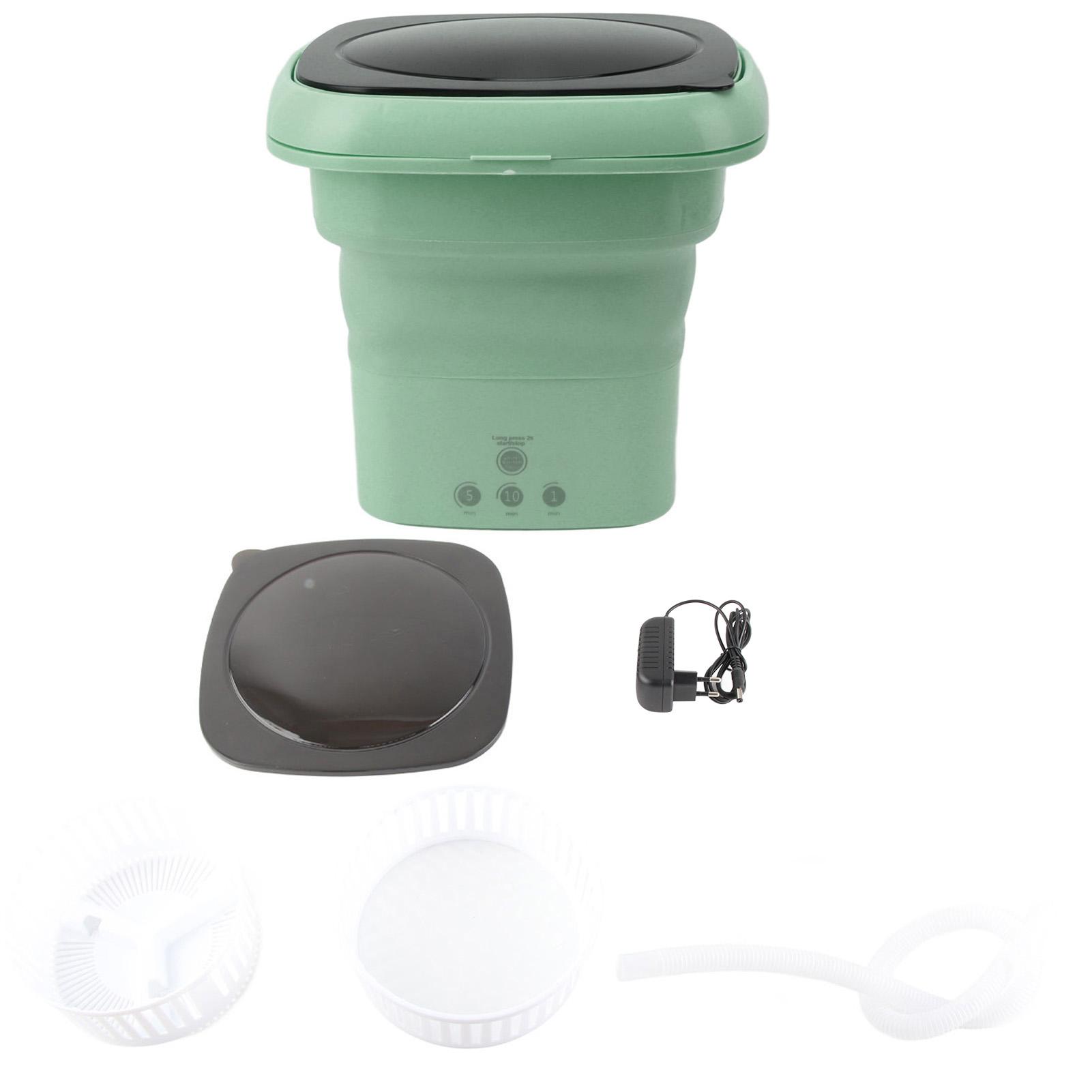 Faltbare Waschmaschine Mini Tragbarer Eimer Wäschewaschmaschine mit Schwarzem Deckel für Wohnmobilreise Wohnung grün