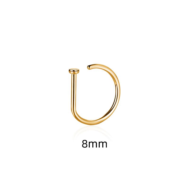Nasenringe D-Form Hoop Stud Ohrknorpel Piercing Edelstahl Nasenloch Schmuck für Frauen Körper 8CM gold