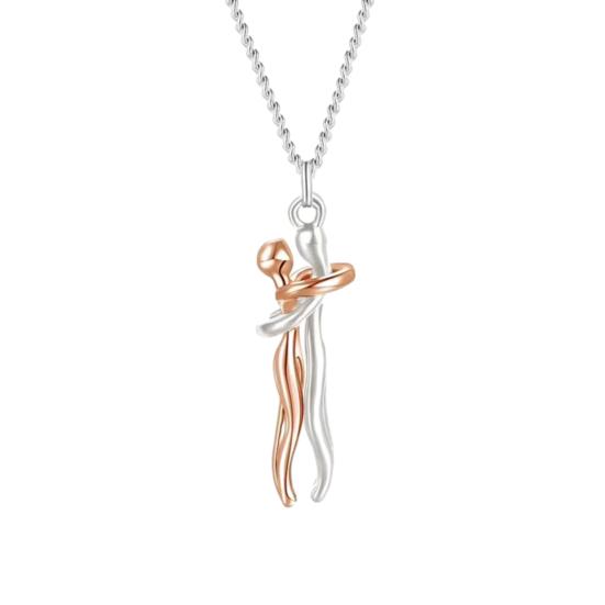 Hip Hop Umarmung Paar Anhänger Halskette Länge verstellbar Ihn Sie Umarmung Anhänger Halskette Jahrestag Schmuck Valentinstag Geschenk rose gold