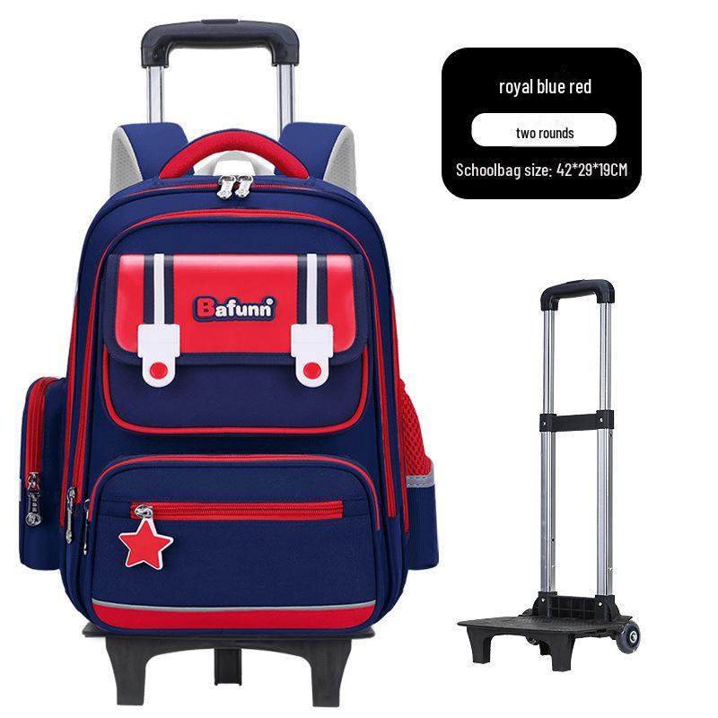 25 neue leichte Trolley-Schulranzen mit großem Fassungsvermögen für Jungen und Mädchen der Klassen 1-6 two-wheeled trolley
