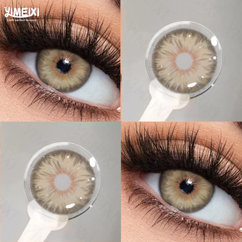 MILLCREEK 2 Stück Farbige Kontaktlinsen blau/grün/braun/grau 14,0 mm Iris-Kontaktlinsen mit Sehstärke -5.50 braun