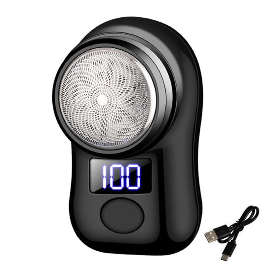 Tragbarer Elektrorasierer, LED-Akkuanzeige, wiederaufladbar über USB, wasserdicht, Mini-Reiserasierer für Männer, Rotationsrasierer, schnurloses Haar-/Bartschneider-Entfernungswerkzeug