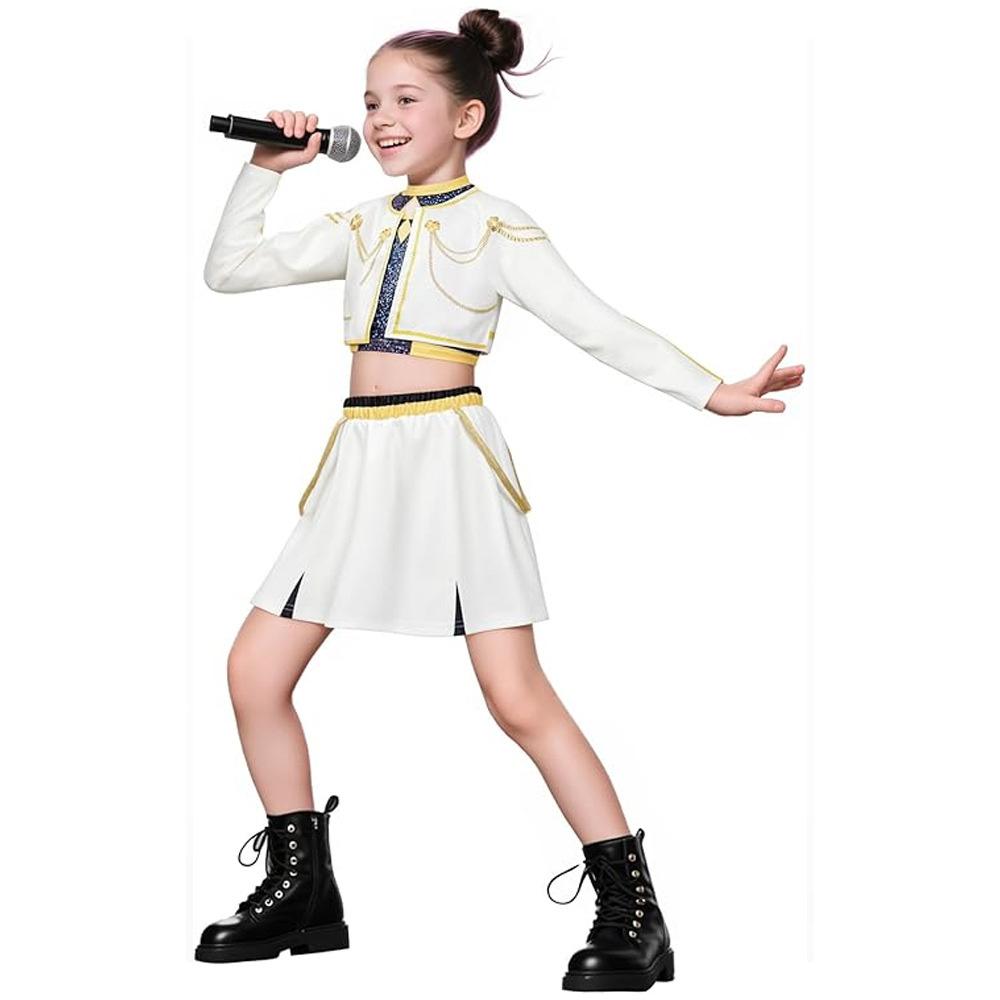 Kinder Mädchen Kpop Dämonenjäger Cosplay Kostüm Rumi Zoey Mira Uniform Anzug für Halloween Aufführung Party Rollenspiel Outfits 120