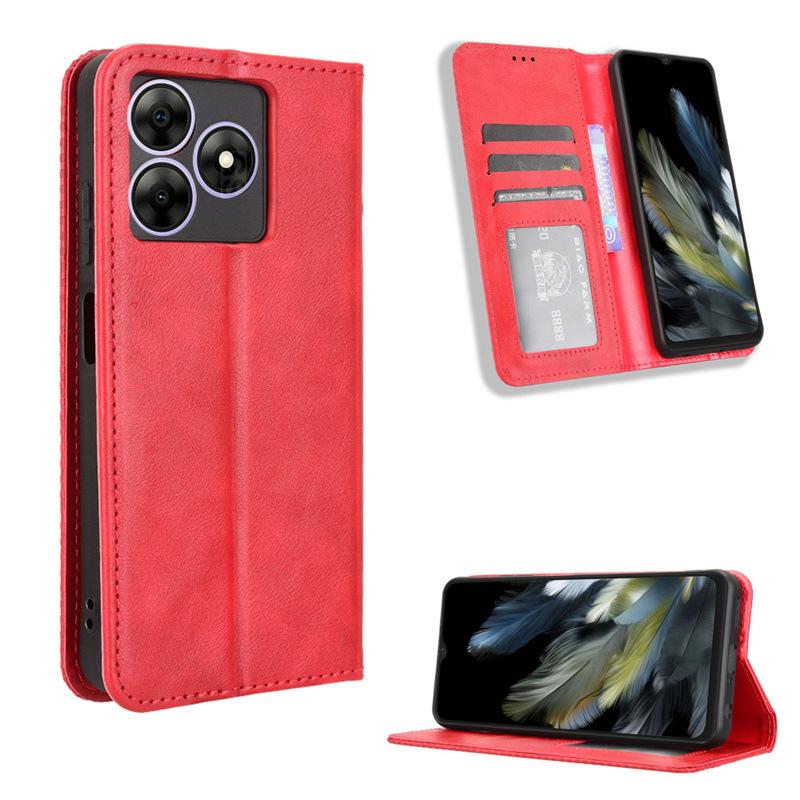 Leder-Klapphülle für Blackview Wave 8 / Wave 8C, PU-Hülle [Flip Vintage-Leder], stoßfeste, langlebige Retro-Telefonhülle Blackview Wave 8/Wave 8C rot