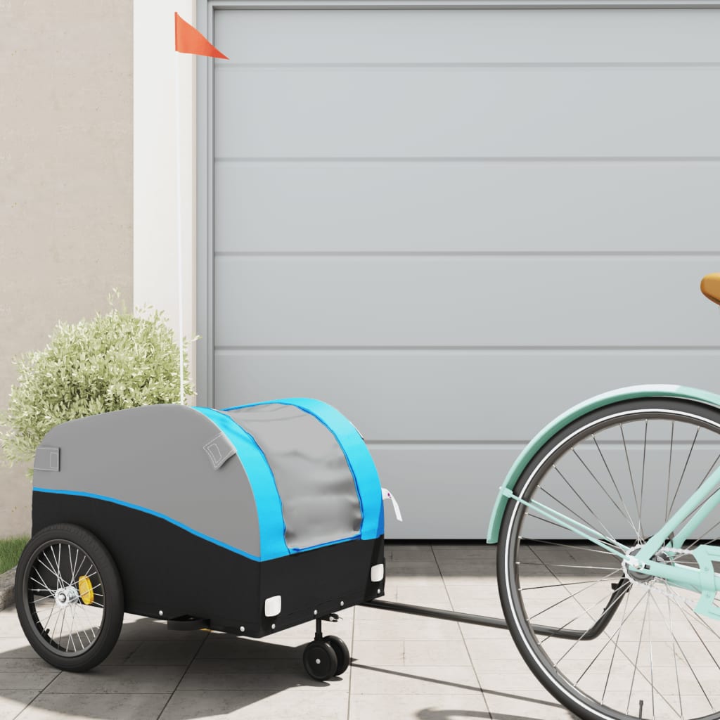 Vidaxl Fahrradanhänger, Schwarz-Blau, 30 kg, Eisen