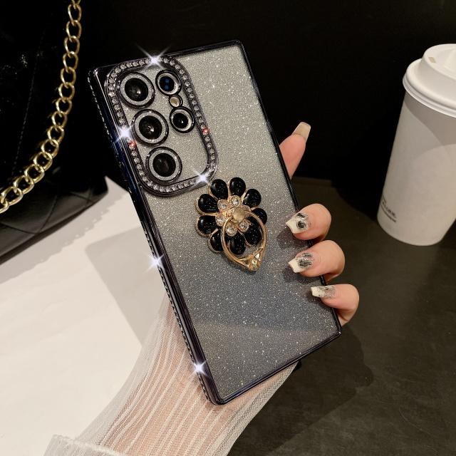 Für Samsung Galaxy S25 Ultra Luxus Beschichtung Strass Rahmen Diamant Ring Ständer Handyhülle Für Samsung S22 S23 S24 S25Plus Hülle For Samsung Galaxy S22