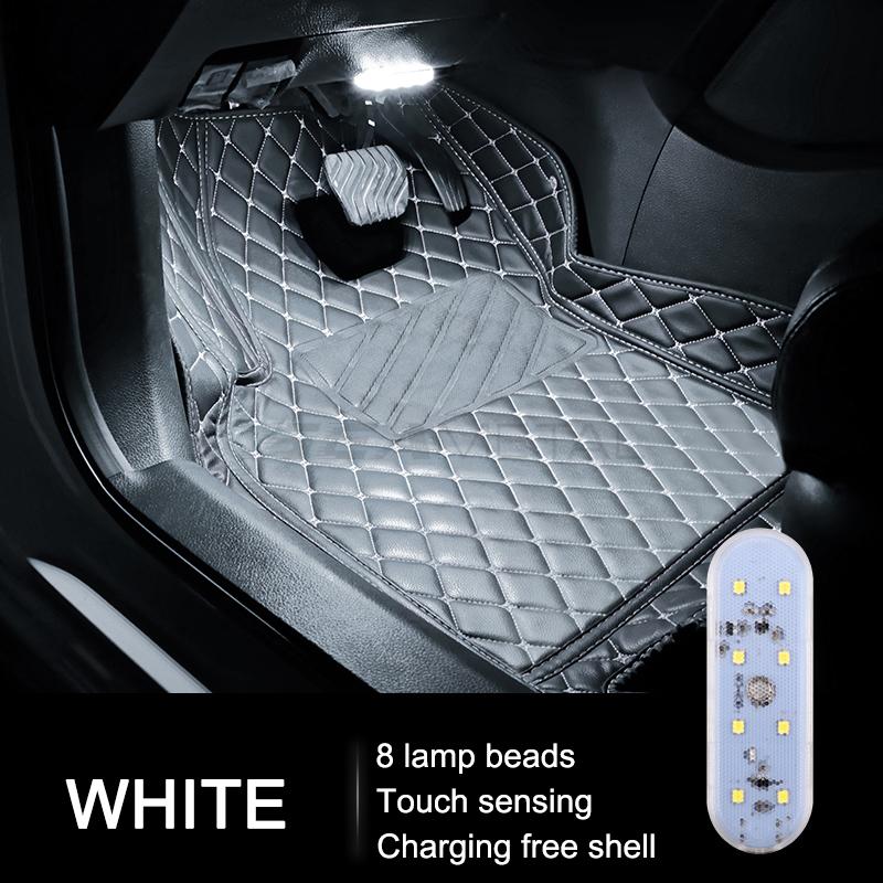 SEAMETAL Auto-Innenbeleuchtung, Auto-Dach-Decken-Leselampe, LED-Auto-Styling, Touch-Nachtlicht, Mini-USB-Aufladung 8LED weiß