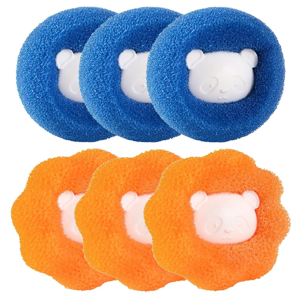 6PCS Kleidung Anti-Wicklung Adsorption Haar Entfernung Reinigung Ball Trockner Ball für Kleidung Haustier Haar blau/orange