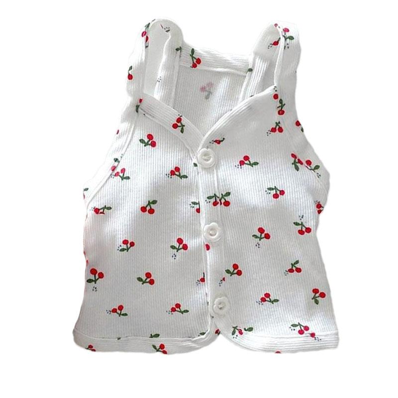 Sommer Hundekleidung Dünne Süße Hundeweste für Kleine Mittelgroße Hunde Kirsche Welpenkleidung Hundezubehör Haustierbedarf XS white