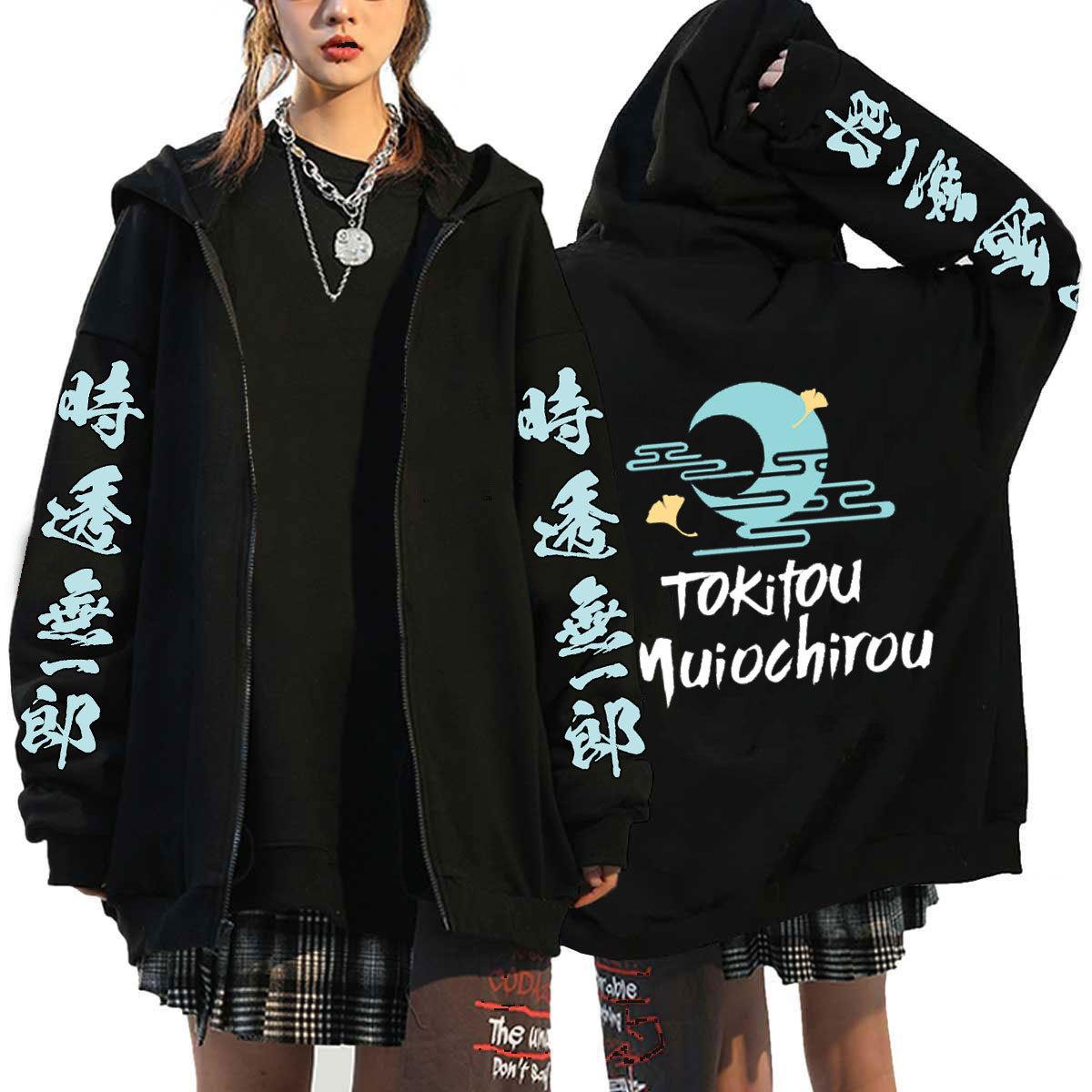 Demon Slayer Tokito Muichiro Lässige Mode Sweatshirts Unisex Streetwear Harajuku Kleidung Oversize T-Shirt Top S schwarz
