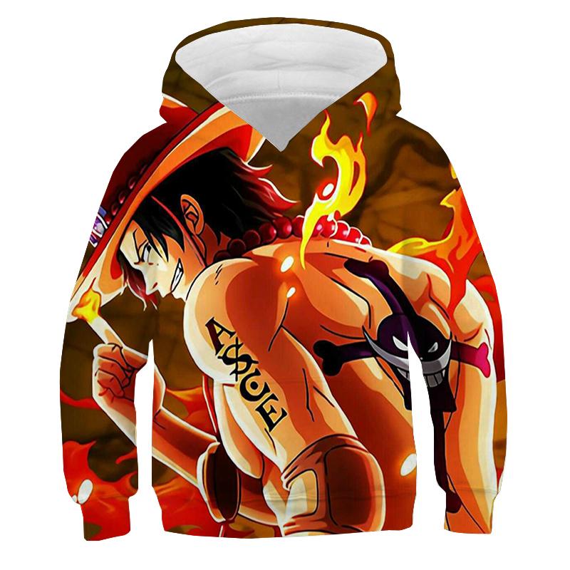 One Piece Hoodie Kinder Kapuzenpullover Anime Luffy Hoodie Kinderkleidung Jungen Mädchen Langarm Herbst Warmer Pullover Casual Tops 100