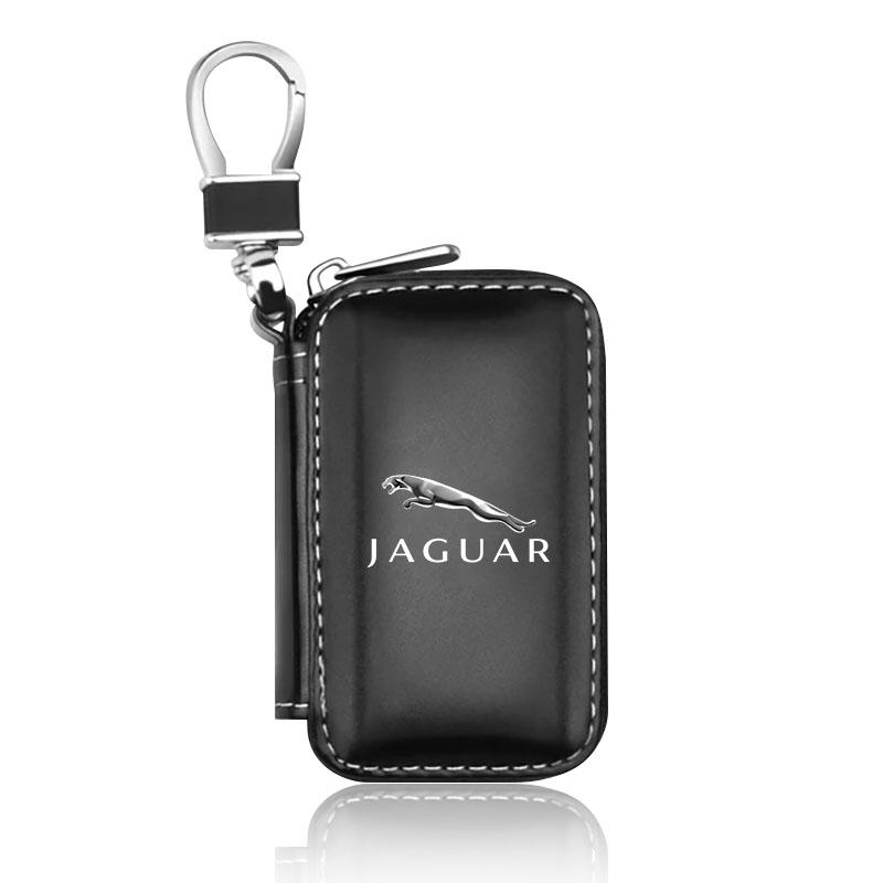 Leder Schlüsselbörse Autoschlüssel Tasche Multifunktions Schlüsseletui Autozubehör Für Jaguar XF XJ XE S-Type F-Type X-Type F-Pace I-Pace E-Pace XFR XKR schwarz