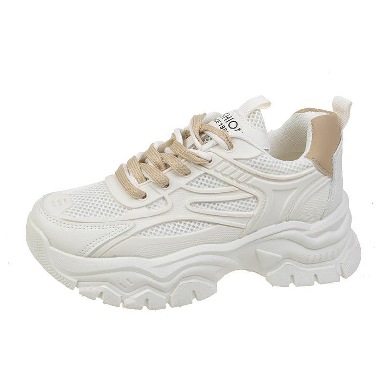 Damen Sneakers 2025 Neue Mode Chunky Sneakers Damen Outdoor Tennis Plattform Sportschuhe für Damen Leichte Designer Schuhe 41 beige